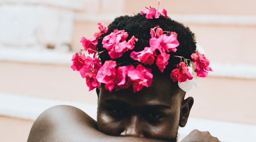 Man With Pink Floral Headdress